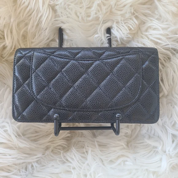 Authentic Gorgeous Chanel Black Matelasse Caviar Wallet- Great Condition